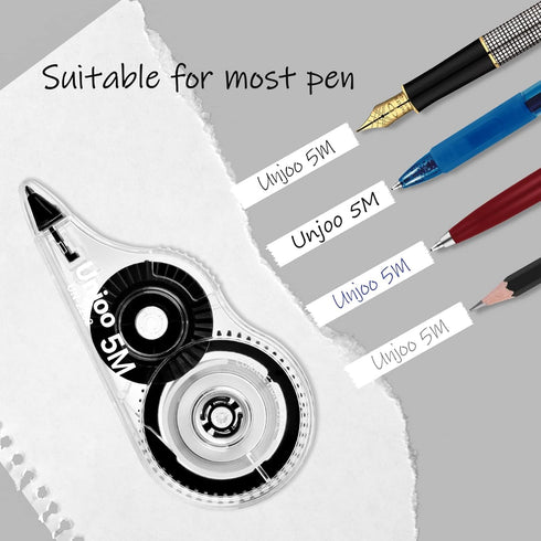 Whiteout Correction Tape - Easy To Use Applicator for Instant Corrections, 12pack, 5M/196" x 0.2", Black for School