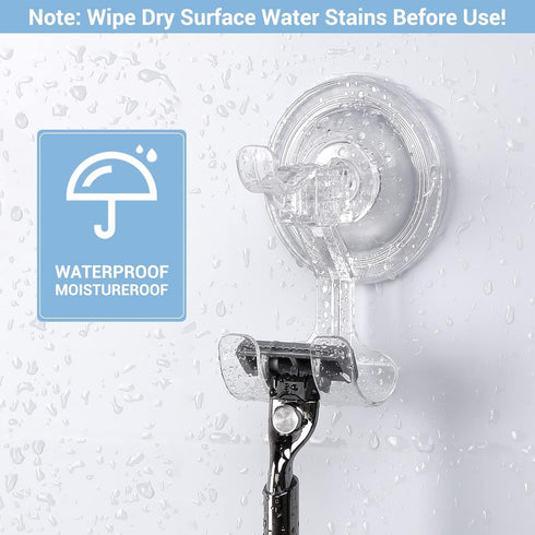 Teletrogy 4 Pack, Suction Cup Razor Holder Reusable Powerful Shower Suction Hooks for Inside Shower, Waterproof Shaver