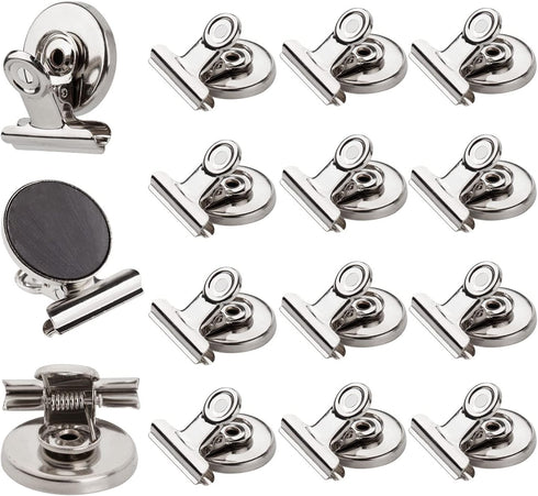 Strong Magnetic Clips - Heavy Duty Refrigerator Magnet Clips, 12-Pack, 31mm Wide for Home Office School Use