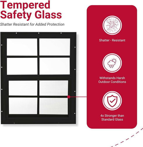 18x27 (1-Pack) Shed Windows | Sliding Windows with Tempered Glass & Screens | Flush Mount, Brown Aluminum Frames