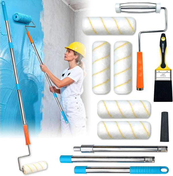 King Origin 10-Piece Paint Roller Kit with Extension Pole (3 ft), 7"