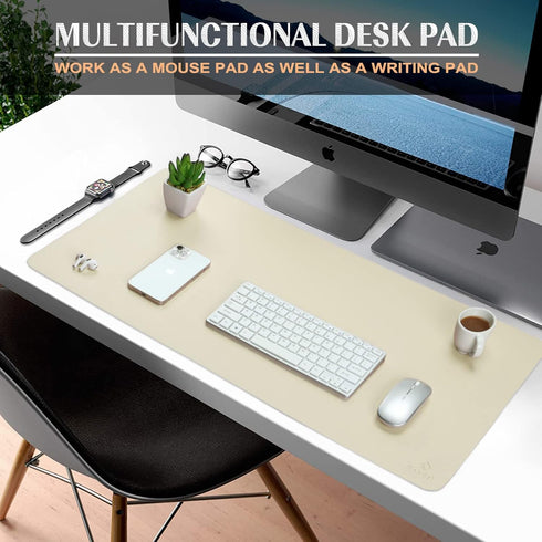 K KNODEL Small Desk Mat, Office Desk Pad, Computer Desk Mat, Laptop Mat for Desk, Desk Protecor Mat, Desktop Mat, Desk Writing Pad, Desk Blotter Pad, Desk Cover Mat (23.6"x13.8", Ivory Cream) by K KNODEL