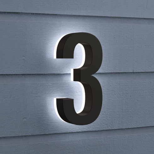 5 Inch Backlit LED House Numbers, Premium Quality ABS-Polymer Illuminated Home Address Number, Modern Design (2, Black)