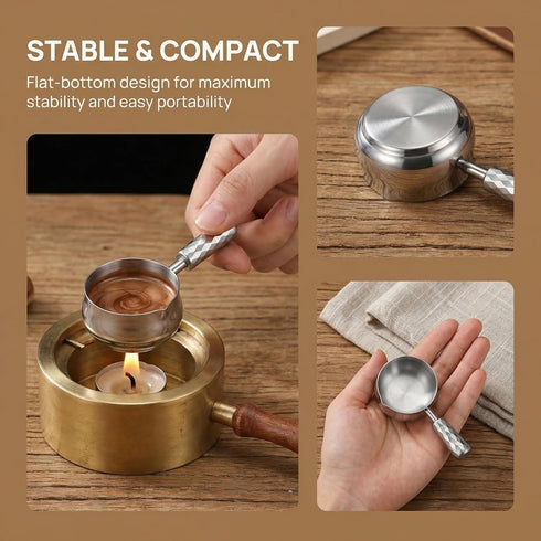 60ml 304 Wax Seal Spoon Pot Big Stainless Steel Wax Melting Spoon Warmer Scoop with Handle for Sealing Stamp Envelope