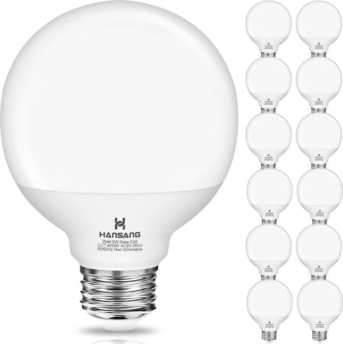 hansang 12 Pack Vanity Light Bulbs for Bathroom, 4000K Natural Daylight E26
