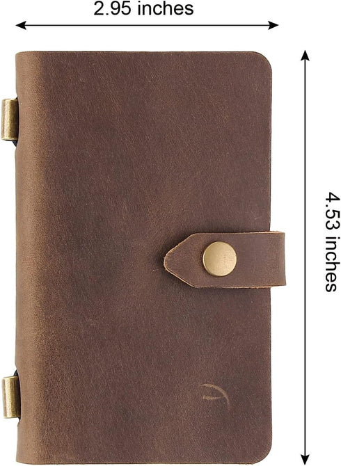 Vintage Leather Small Travel Journal Notebook, Lined Paper, Handmade Mini Notepad for Women & Men (2 Pack/Brown)