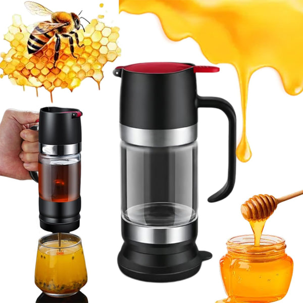 EAOEIHD 2026 Upgrade Honey Dispenser No Drip with Base, Multipurpose Honey Glass Bottle,