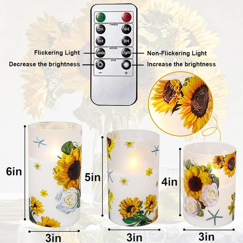 Sunflower Decor Flameless Candles Gifts for Women,Sunflower Candle Housewarming Gifts New Home Get Well Soon Gifts