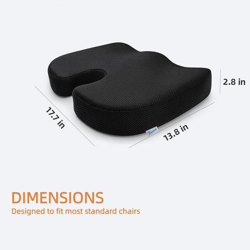 Tirniva Tailbone Coccyx & Support Seat Cushion for Office & Car Ergonomic U-Cutout Memory Foam for Sciatica, Pressure
