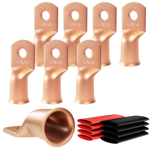 8pcs 4/0 Awg - 3/8" (M10) Sanuke Wire Lugs Ring Terminal Connectors Ends Heavy Duty for Battery Cable