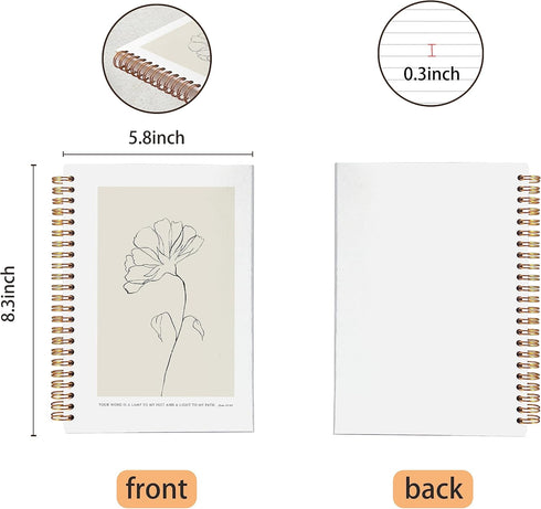 Bible Scripture PSALM 119:105 - Your Word is a Lamp to My Feet, Boho Botanical Leaf Spiral Notebook, 5.5 x 8.3 inches