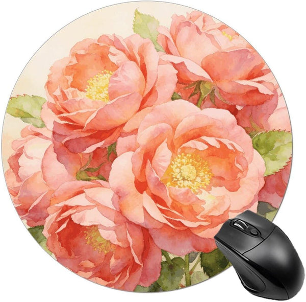 FekiLoot Salmon Pink Flowers Mouse Pads with Non-Slip Rubber Base Personalized Computer Mouse