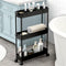 SPACELEAD 3 Tier Slim Rolling Storage Cart, Mobile Utility Organizer for Bathroom, Office, Kitchen, Laundry Room - Black