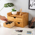 VERGOODR Rustic Distressed White 3-Tier Bamboo Desk Organizer with 3 Drawers, Mini Storage Shelf for Office Supplies