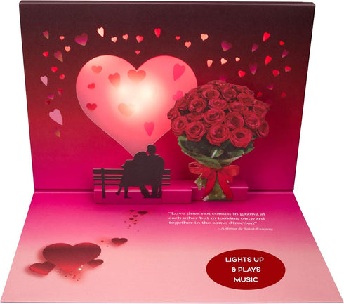 Pop Up Anniversary Card for Couple with Lights & Music, Happy Anniversary Card for Wife & Girlfriend