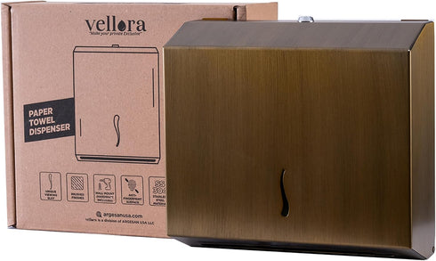 Vellora Commercial 290 380 Paper Towel Dispenser - Anti-Fingerprint Coating, Enhanced Quality Stainless Steel