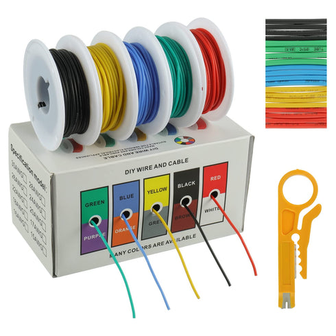 BOJACK 26 AWG Flexible Silicone Wire Kit, 300V Electric Hook up Wire with 20 3mm Heat Shrink Tubings, Mini Wire