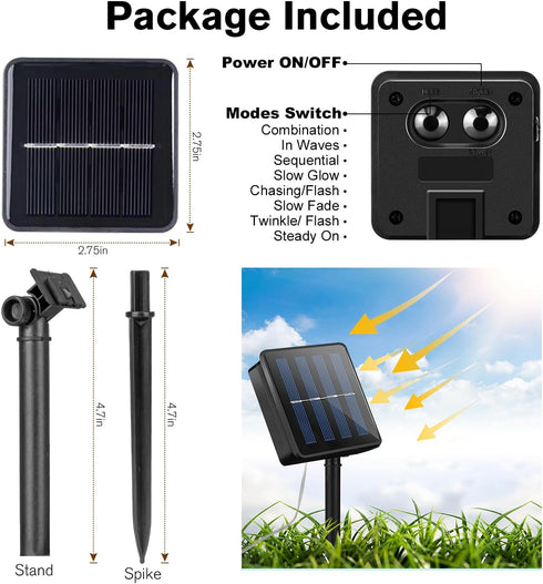 2 Pack 40FT 60 8 Metaku Solar String Lights for Outside, Total LED Crystal Globe String Lights, Solar Powered Outdoor