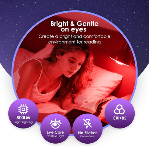 Bulbs Dimmable, 642nm Bulb 100% A19 60W 9W E26 2 Pack TJOY Red Light for Sleep Red Led for Melatonin Promoting, Blue