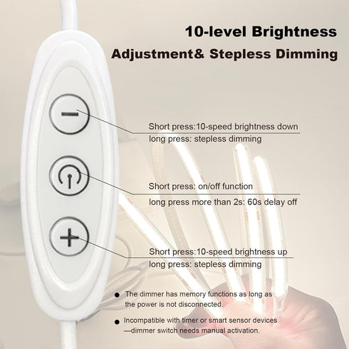 5V Dimmable 6500K CRI93+ 6 Dimmer, 3D COB LED Strip Lights USB Powered White ft Dotless LED Tape Light with Flexible