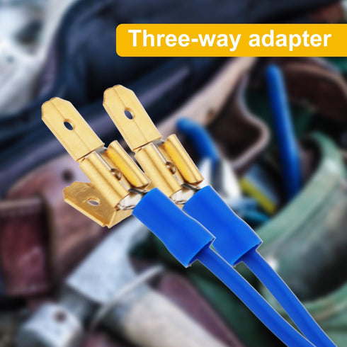 25pcs Electrical Double Male Female Adapter, Piggyback Spade Connectors to Single Female Brass 3 Way Adapter