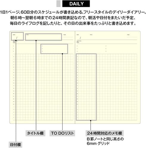 Laconic LGF03-36 Notebook, A5 Daily Date Free Style Notebook