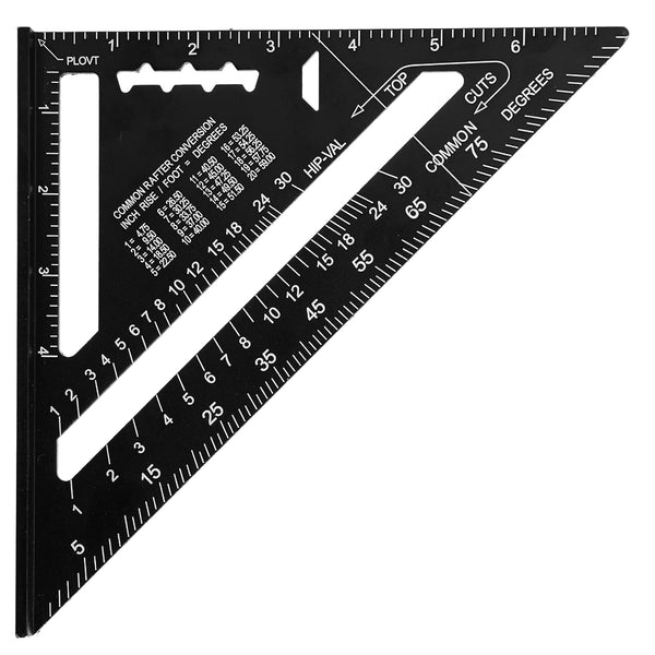 Beslands Aluminum 7-inch Rafter Square Carpenter Layout Tool, Alloy Triangle Ruler Protractor (Imperial)