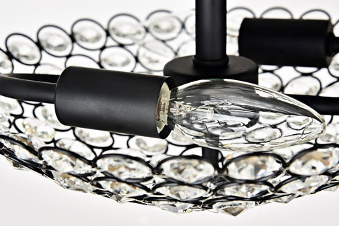 (Bulb Semi Flush Mount Ceiling Light, Clear Crystal Glass Beads Bowl Shade Lighting Fixture Black Crystal Chandelier