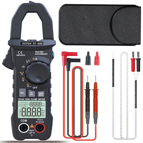 ZT-QS9 Clamp Meter T-RMS 6000 Counts Multimeter Tester, AC DC Current Voltage Diode Tester, Digital Voltmeter