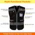 9 (G100S-Black, TCCFCCT Security Vest for Security Guard Pockets High Visibility Reflective Safety Vest for Men Women