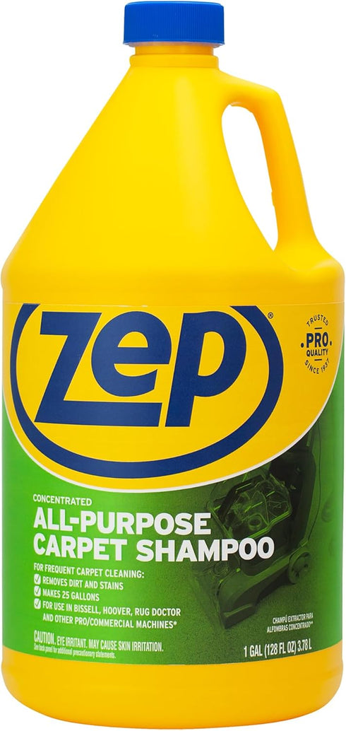 1 2) ZUCEC128 Zep All-Purpose Carpet Shampoo Concentrate Cleaner - Gallon (Case of - Professional Formula Removes Dirt