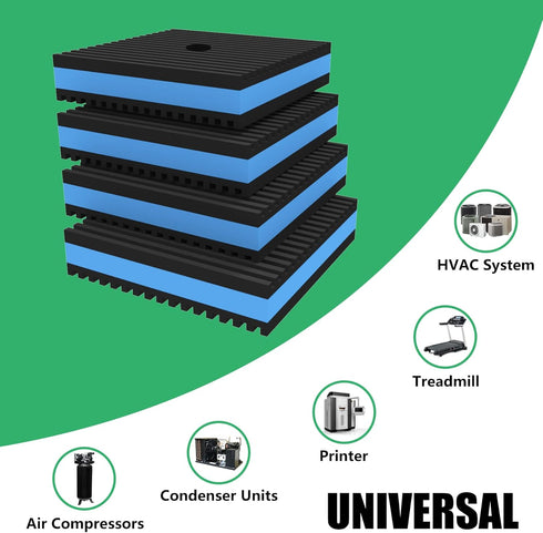 Forestchill Anti Vibration Pads, 3" × 3" × 7/8" Heavy Duty Rubber Isolation Pads for Air Compressor, HVAC, Treadmill