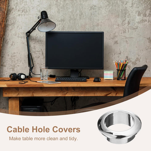 uxcell 4Pcs Cable Hole Cover, 1 inch(25mm) ABS Desk Wire Cord Grommet Organizer for Office Desktop (Silver)
