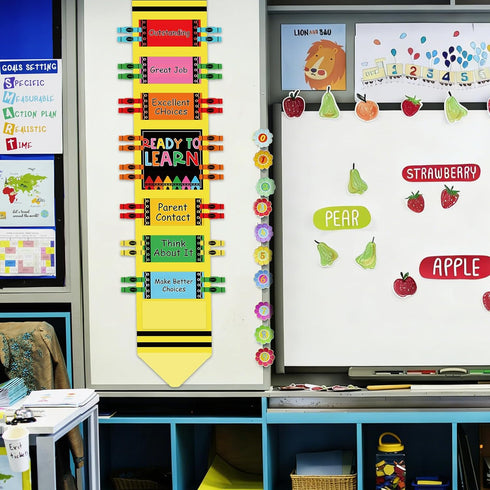 JarThenaAMCS 30 14 Student Behavior Clip Chart for Classroom Kids Track Reward Incentive Behavior Pocket Chart Crayon