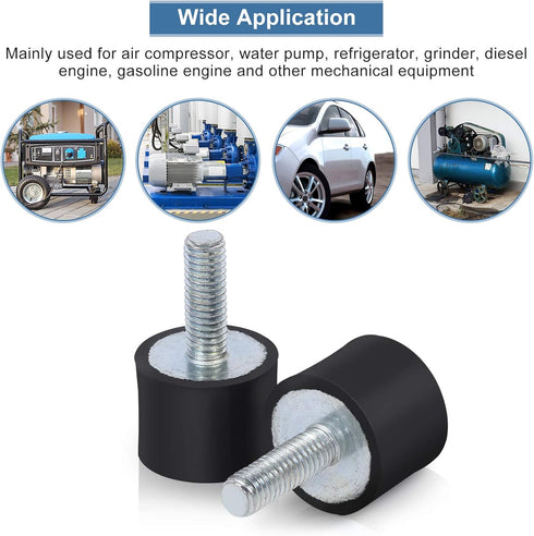 Rubber Mounts M6 M8 - Cylindrical Rubber Isolator Shock Absorber Mounts, Vibration Isolator Pack of 4