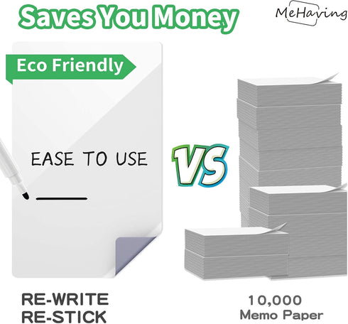 Dry Erase Sticky Note Pads 5x7" | 12pcs Reusable White Board Stickers for Office, School Supplies