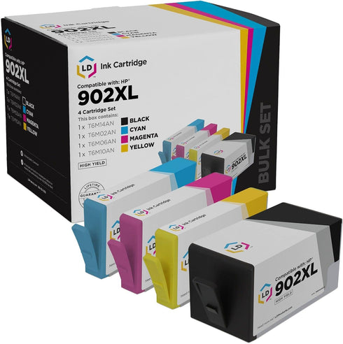 LD Products Compatible Replacement for HP 902xl Ink Cartridges Combo Pack - 4-Pack High Yield for OfficeJet Pro