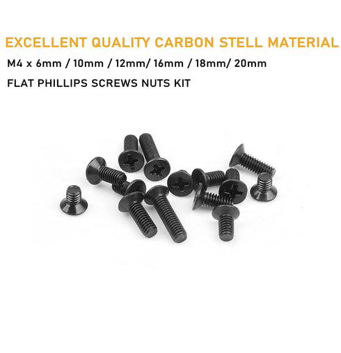 BinifiMux 220pcs M4 Flat Head Screws and Hex Nuts - Phillips Countersunk Machine Screws Assortment for DIY