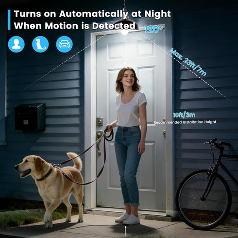 Bulbs 13W 1100LM 5000K A19 E26 Lightbulb 100W 2 Pack Motion Sensor LED with Auto Dusk/Dawn, Daylight, Smart PIR Sensor