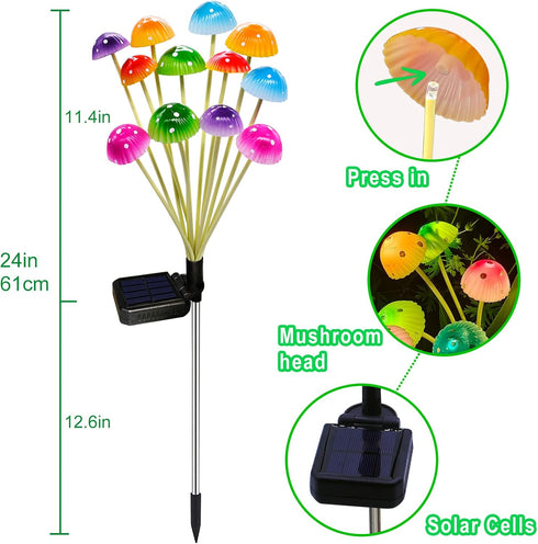Solar Garden Lights - Upgraded 24LED Solar Mushroom Lights Outdoor, Waterproof Garden Decor for Lawn Front Porch Patio