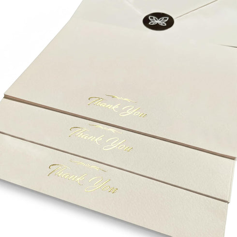 Papierville 24 Pack Thank You Cards with Envelopes & Stickers Ivory Gold Foil