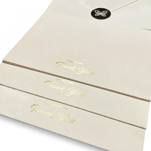 Papierville 24 Pack Thank You Cards with Envelopes & Stickers Ivory Gold Foil