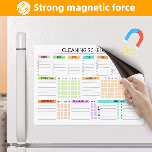 Cleaning Schedules and Checklists Dry Erase Magnetic Planner Whiteboard for Refrigerator - Daily Weekly Monthly