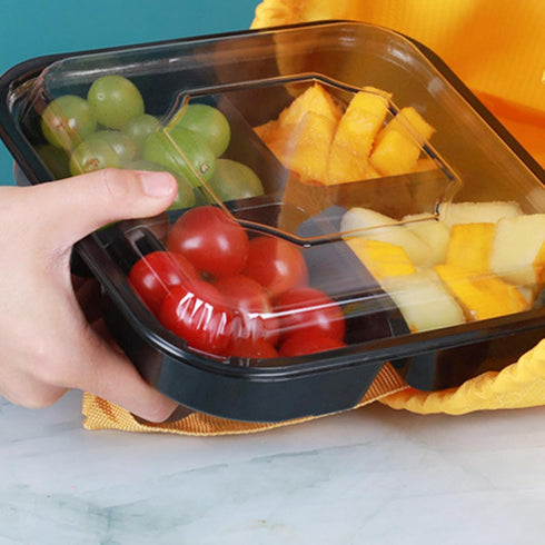 10pcs 4-compartment 550g Packing Toyvian Black Square Fruit Storage Boxes Disposable Food Storage Containers Multi-grid