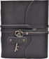 LEATHER VILLAGE Vintage Leather Journal – 200 Handmade Vintage Deckle Edge Paper – Leather bound Journal For Women Men – Vintage Key Closure - Book of Shadows - Black - 6X4 inches (A6)