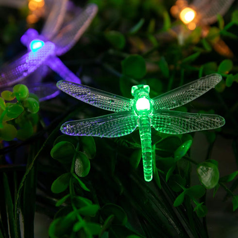 25.6FT 30 8 Dragonfly Solar String Lights Outdoor LED Waterproof Solar Powered Fairy Lights, Modes Decorative Lights