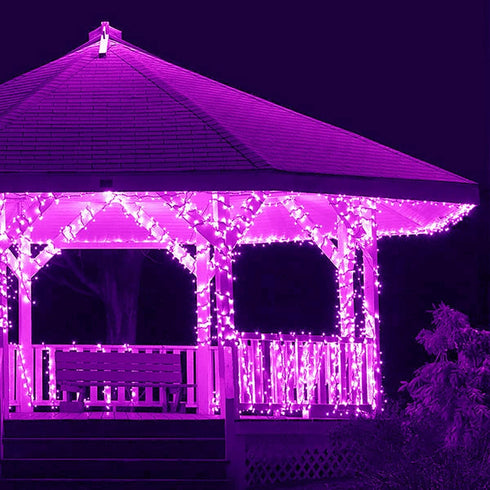 300 99FT 8 kemooie LED Purple Christmas Lights, Connectable Lighting Modes Plug in Fairy Lights, Waterproof