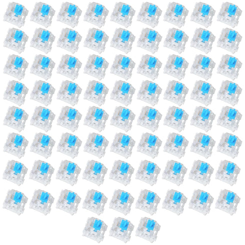 Josojoou 72 Pieces Blue Mechanical Keyboard Switches, 3 Pin Pre-Lubricated Clicky Key Switches,
