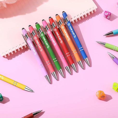 Chiisong 36 Pcs Bunco Gifts for Women Bunco Let's Roll Ballpoint Pens with Screens Touch Stylus Tips Funny Fine Point