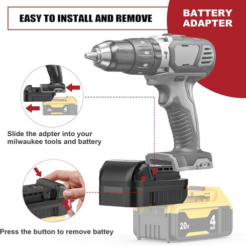 Battery Adapter for Dewalt to Milwaukee, Converts Dewalt 18V/20V Max Battery to Milwaukee 18V Battery